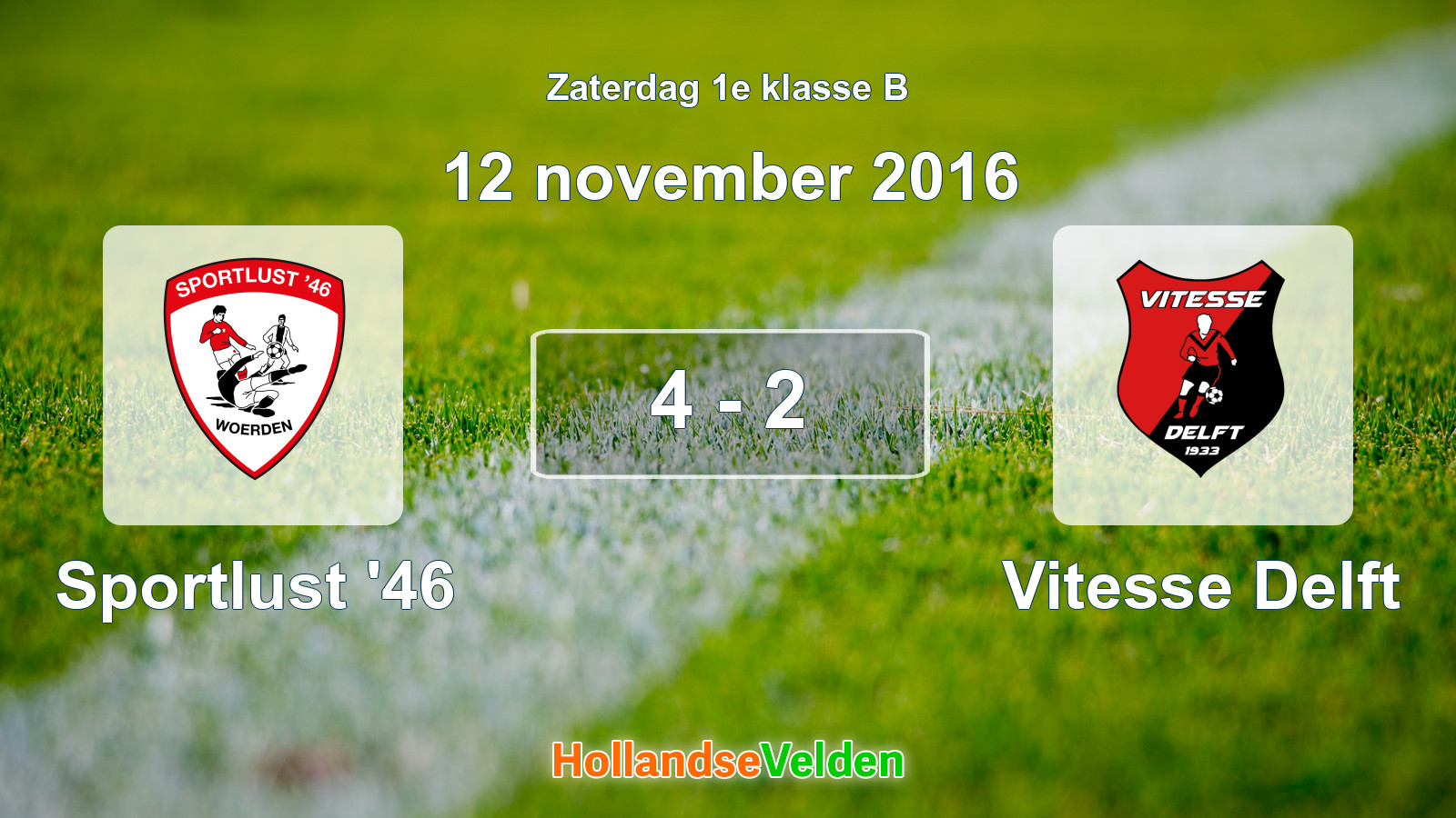 Gespeelde wedstrijd: Sportlust '46 - Vitesse Delft 4 - 2 (12 november 2016)