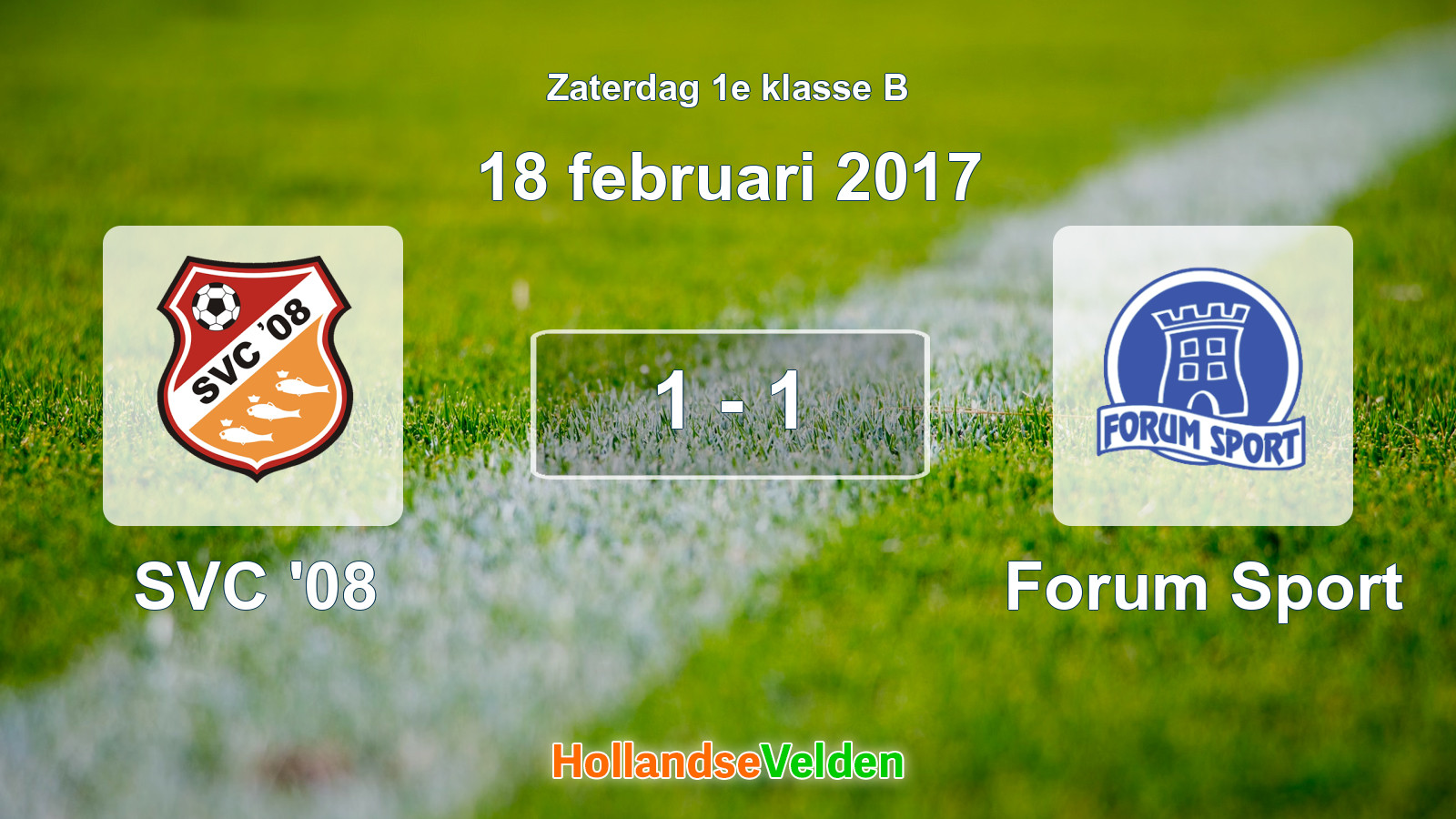 Gespeelde wedstrijd: SVC '08 - Forum Sport 1 - 1 (18 februari 2017)