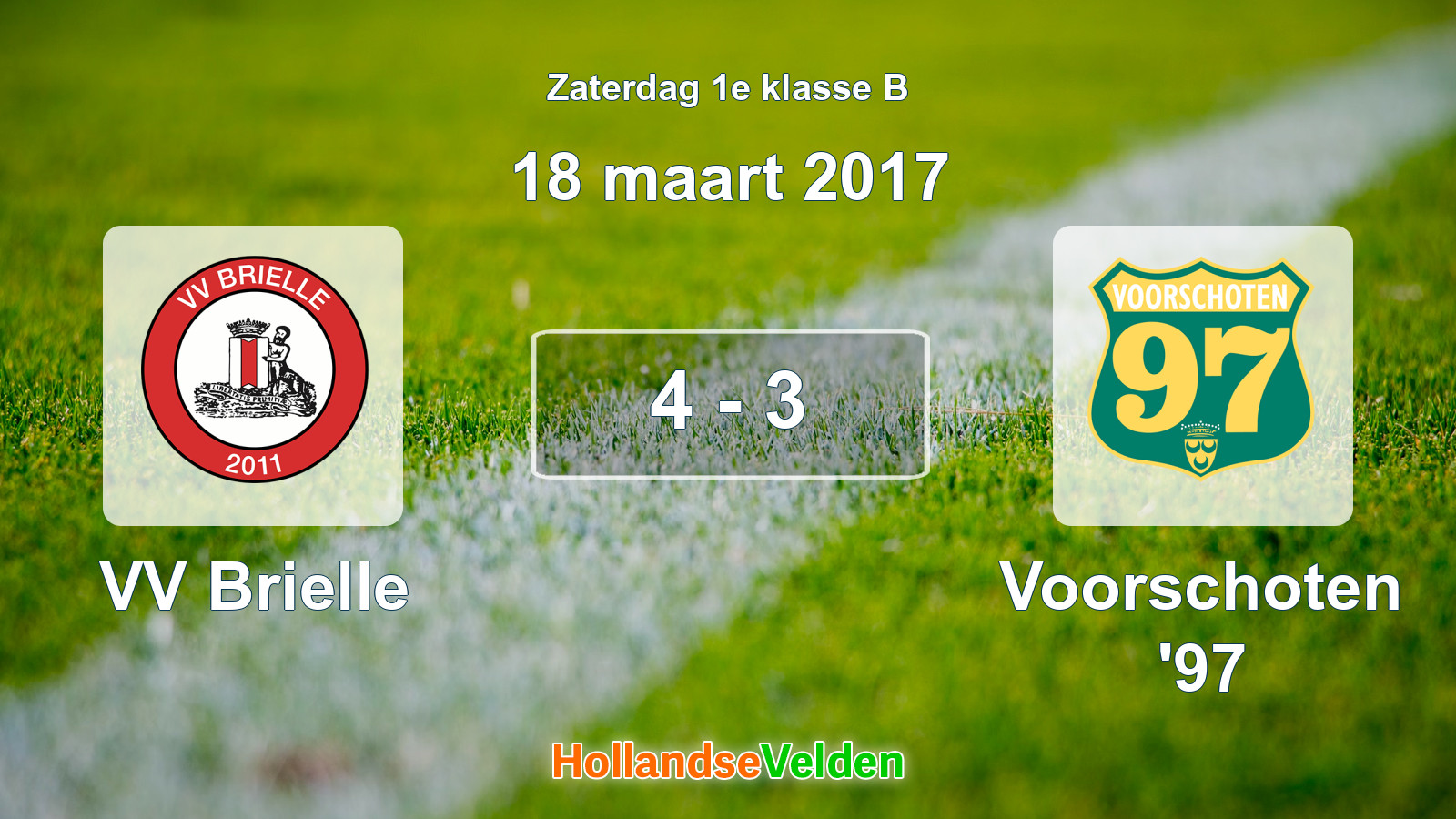 Gespeelde wedstrijd: VV Brielle - Voorschoten '97 4 - 3 (18 maart 2017)