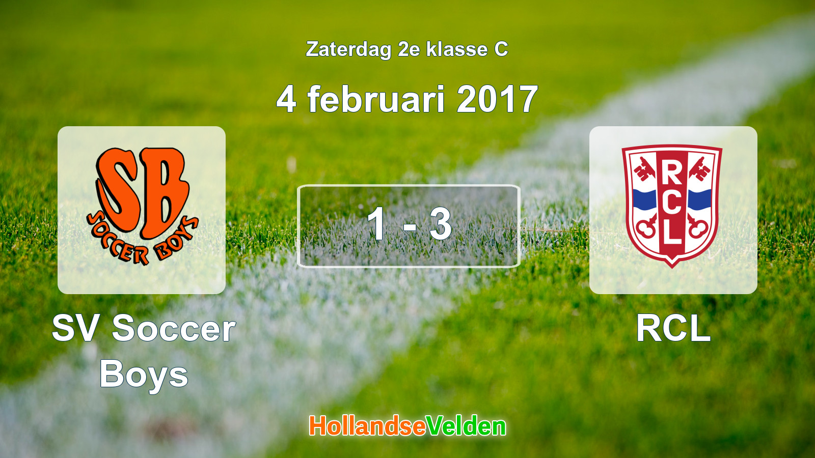 Gespeelde wedstrijd: SV Soccer Boys - RCL 1 - 3 (4 februari 2017)