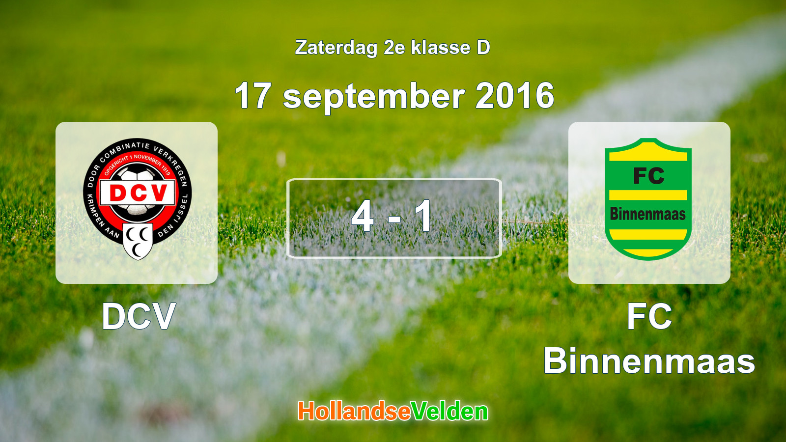 Gespeelde wedstrijd: DCV - FC Binnenmaas 4 - 1 (17 september 2016)
