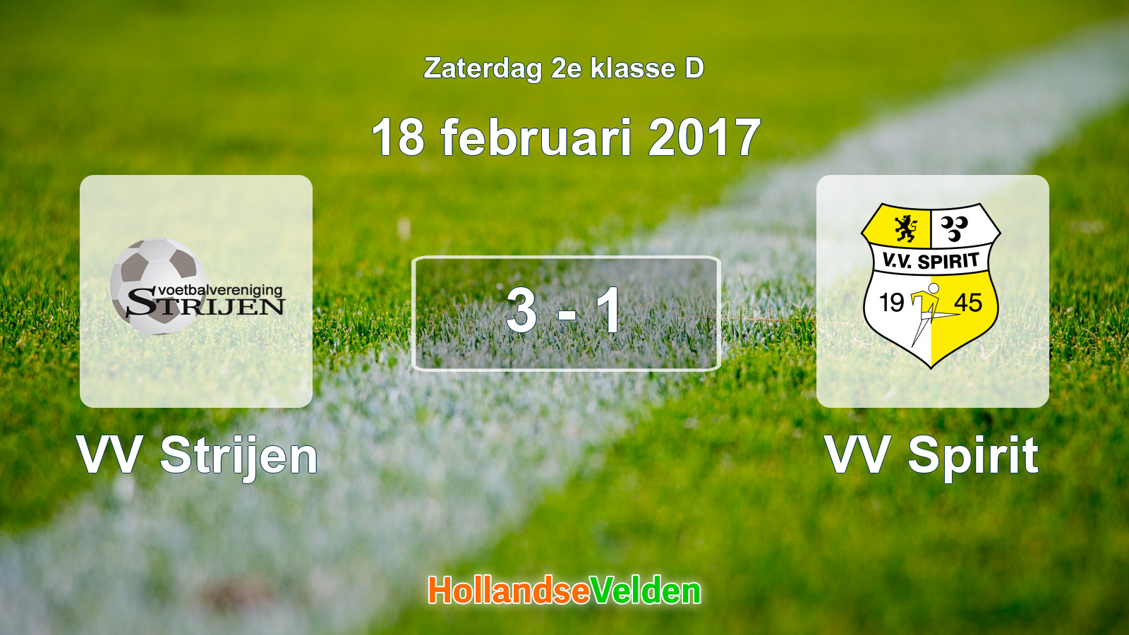 Gespeelde wedstrijd: VV Strijen - VV Spirit 3 - 1 (18 februari 2017)