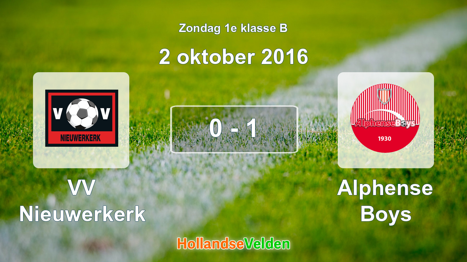 Gespeelde wedstrijd: VV Nieuwerkerk - Alphense Boys 0 - 1 (2 oktober 2016)