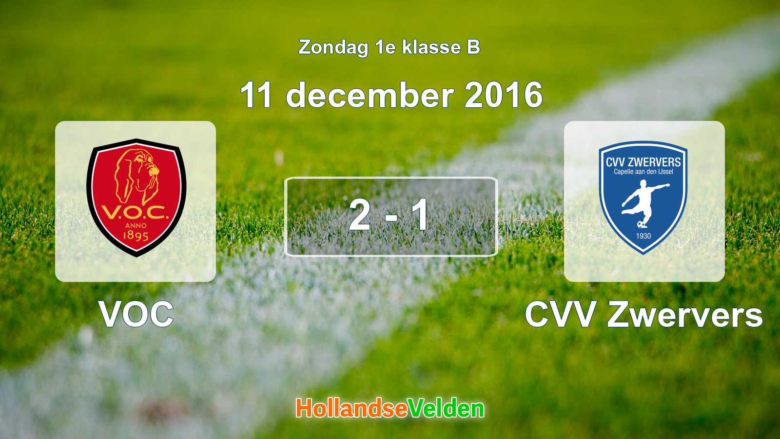 Gespeelde wedstrijd: VOC - CVV Zwervers 2 - 1 (11 december 2016)