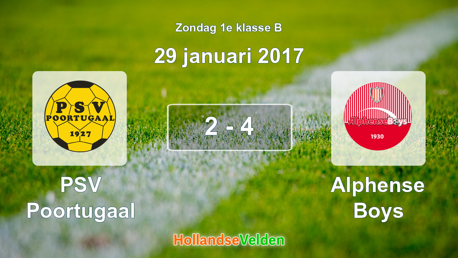 Gespeelde wedstrijd: PSV Poortugaal - Alphense Boys 2 - 4 (29 januari 2017)