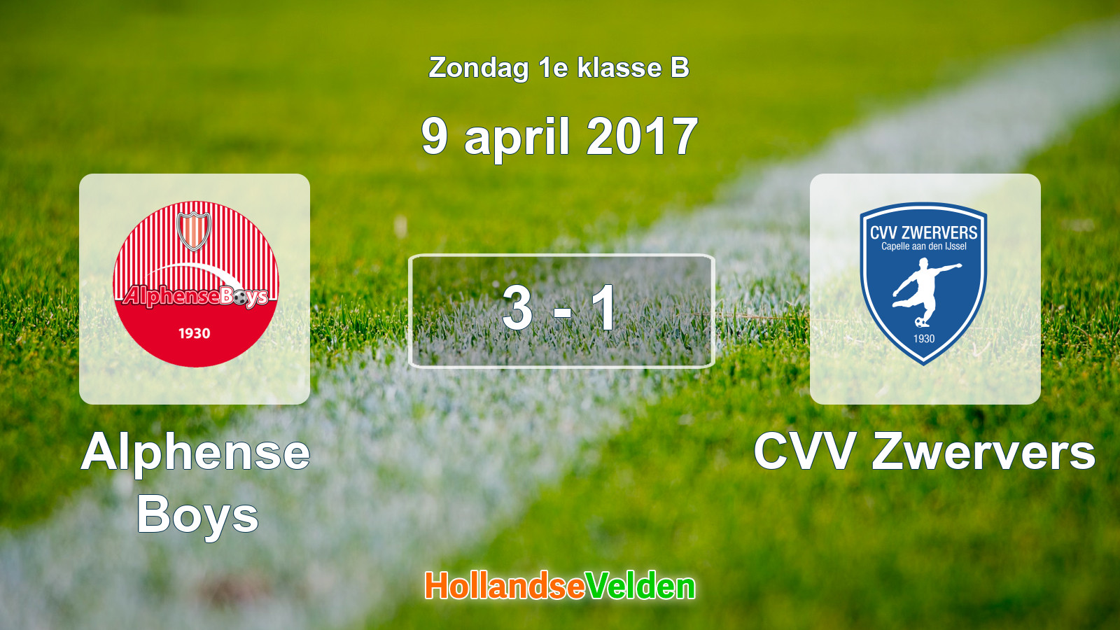 Gespeelde wedstrijd: Alphense Boys - CVV Zwervers 3 - 1 (9 april 2017)