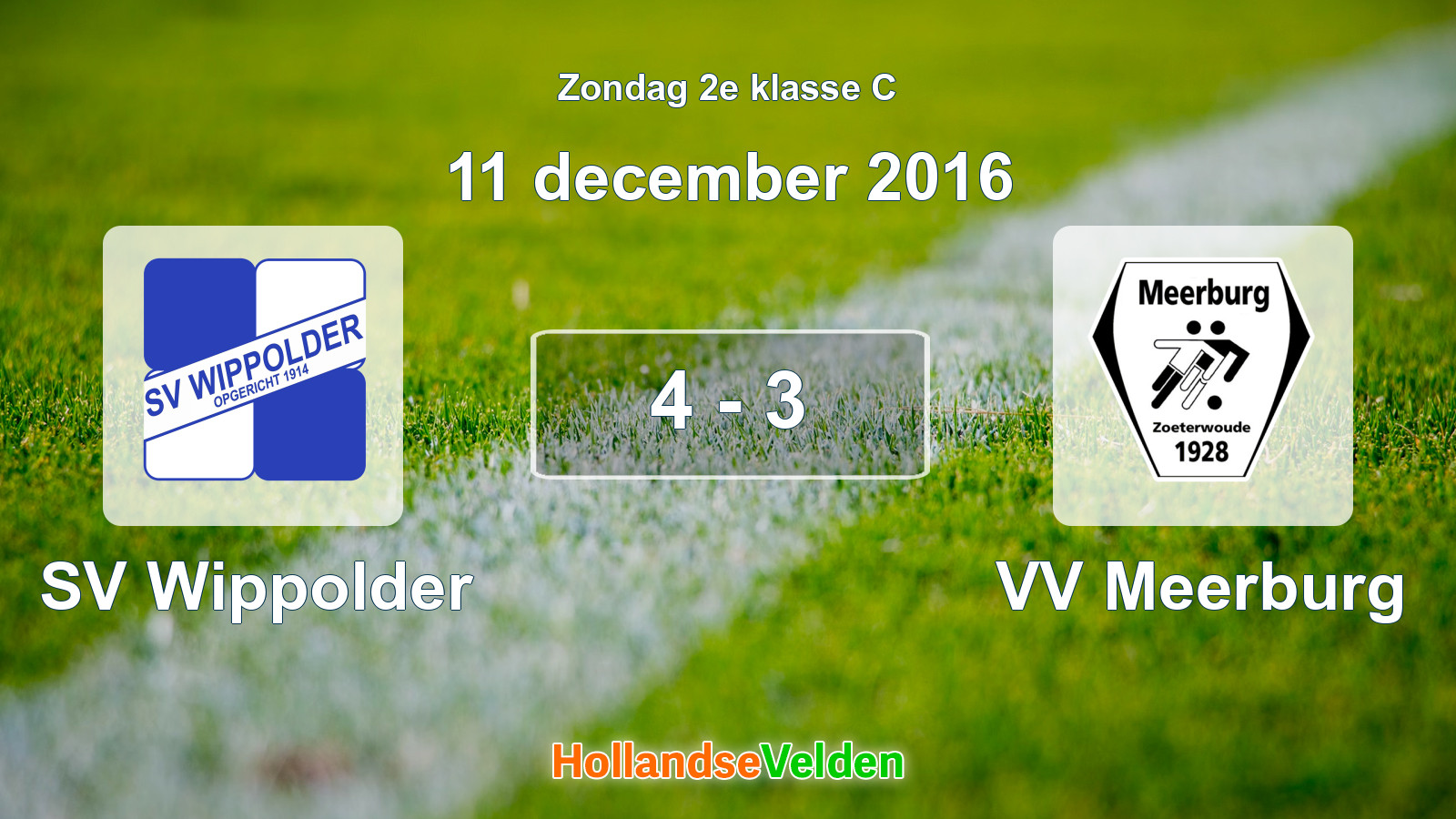 Gespeelde wedstrijd: SV Wippolder - VV Meerburg 4 - 3 (11 december 2016)