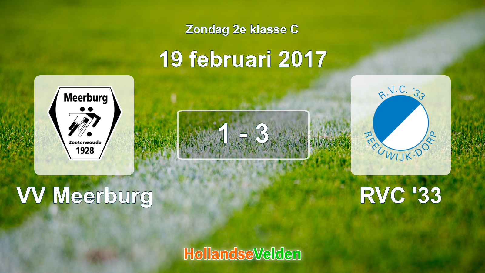 Gespeelde wedstrijd: VV Meerburg - RVC '33 1 - 3 (19 februari 2017)
