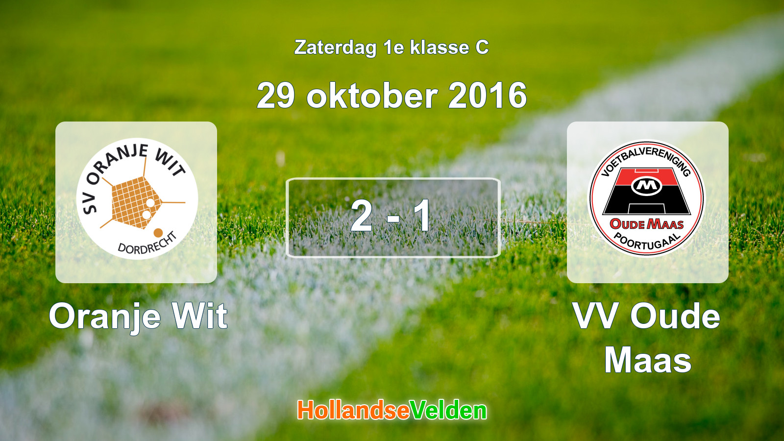 Gespeelde wedstrijd: Oranje Wit - VV Oude Maas 2 - 1 (29 oktober 2016)
