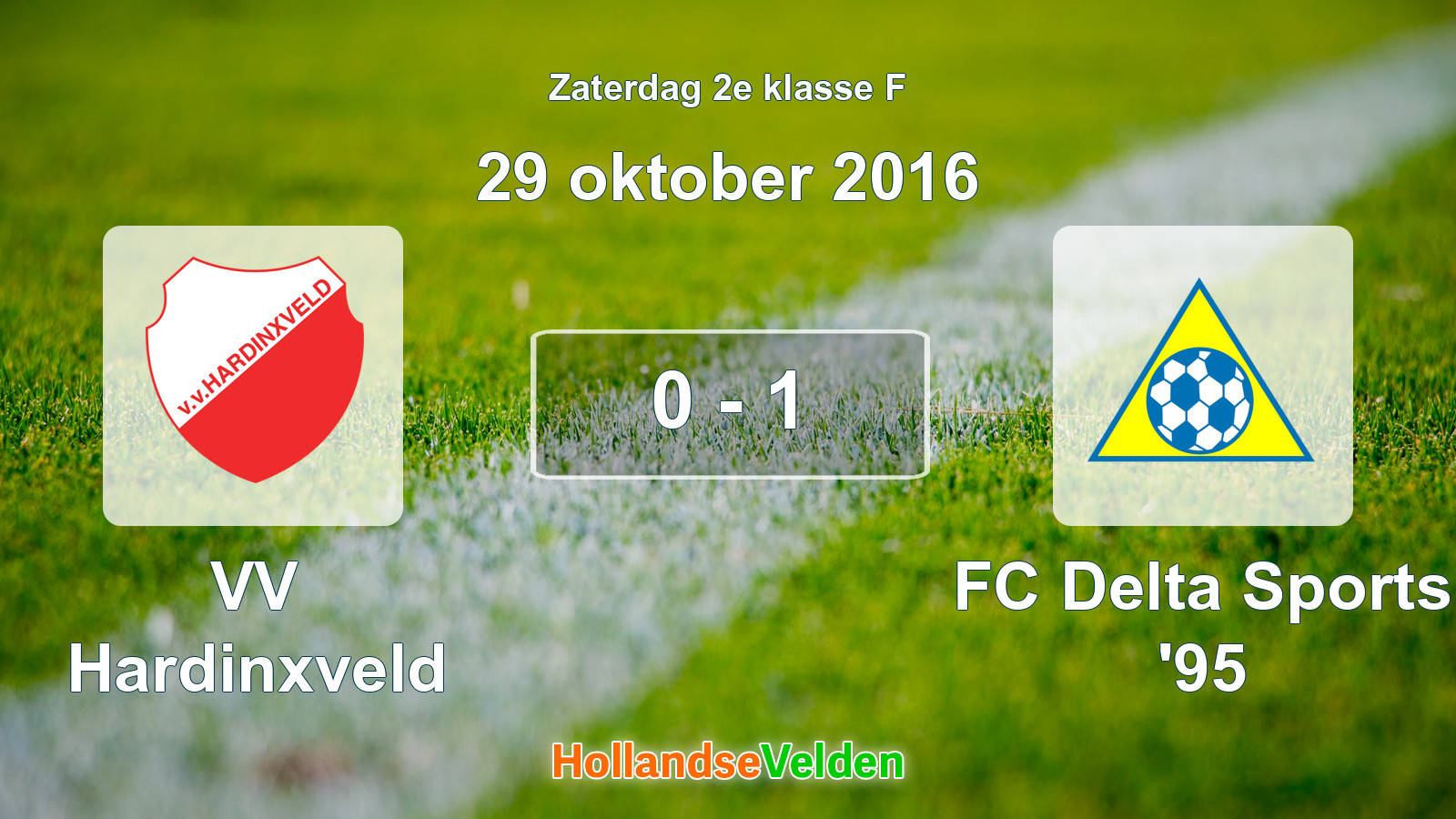 Gespeelde wedstrijd: VV Hardinxveld - FC Delta Sports '95 0 - 1 (29 oktober 2016)
