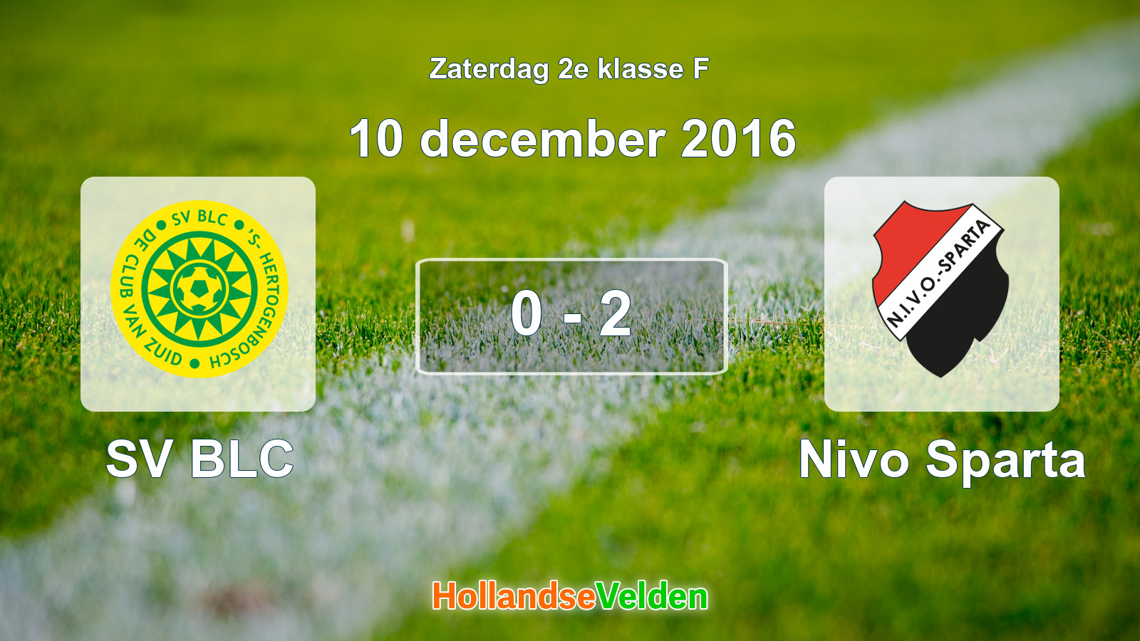 Gespeelde wedstrijd: SV BLC - Nivo Sparta 0 - 2 (10 december 2016)