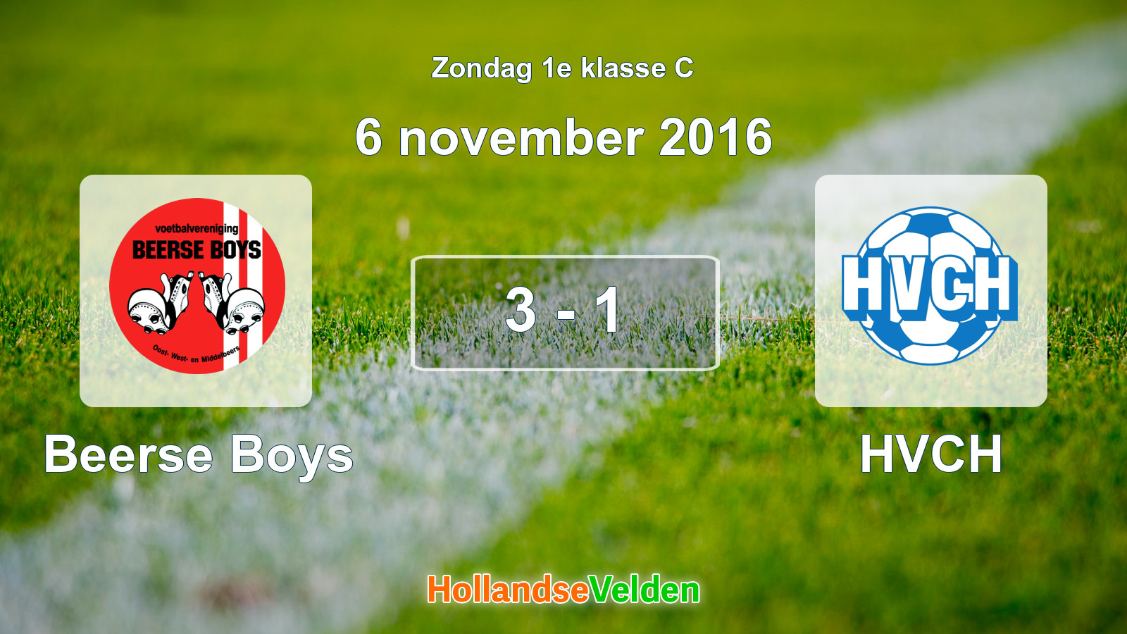 Gespeelde wedstrijd: Beerse Boys - HVCH 3 - 1 (6 november 2016)