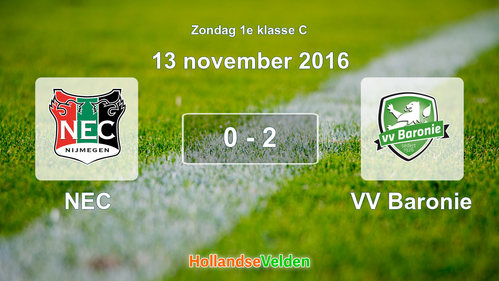 Gespeelde wedstrijd: NEC - VV Baronie 0 - 2 (13 november 2016)