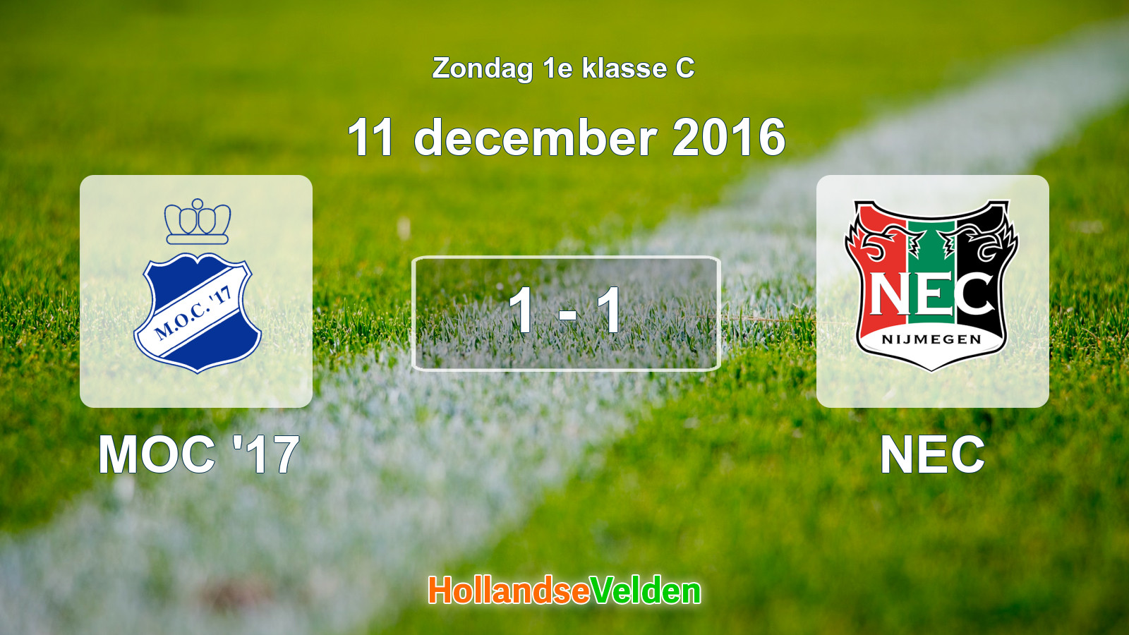 Gespeelde wedstrijd: MOC '17 - NEC 1 - 1 (11 december 2016)