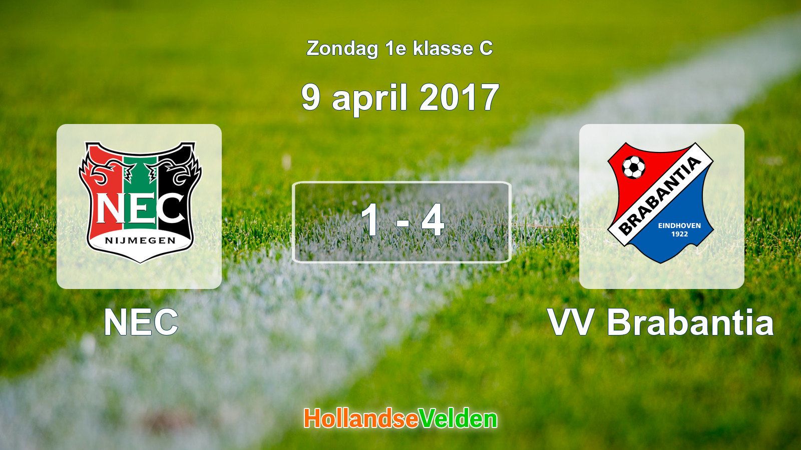 Gespeelde wedstrijd: NEC - VV Brabantia 1 - 4 (9 april 2017)