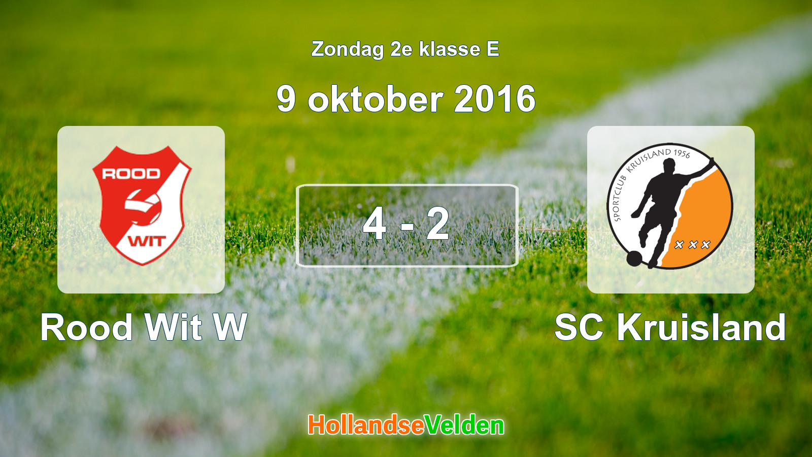 Gespeelde wedstrijd: Rood Wit W - SC Kruisland 4 - 2 (9 oktober 2016)