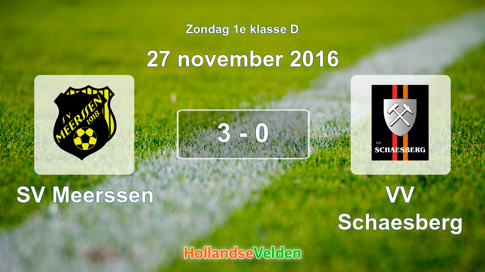 Gespeelde wedstrijd: SV Meerssen - VV Schaesberg 3 - 0 (27 november 2016)