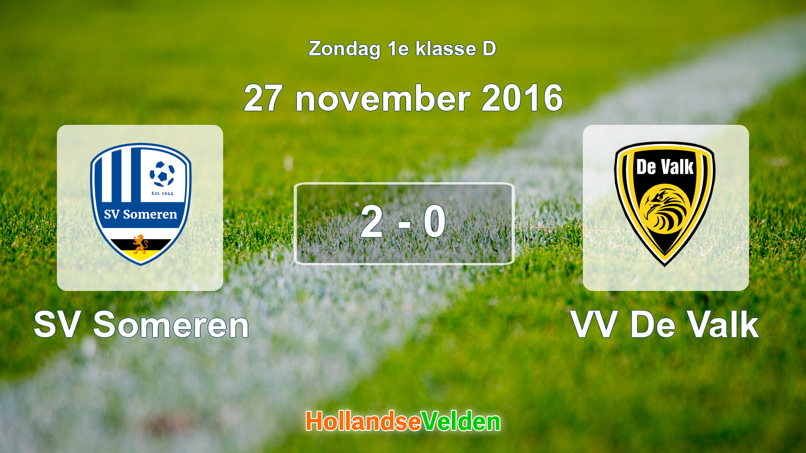 Gespeelde wedstrijd: SV Someren - VV De Valk 2 - 0 (27 november 2016)