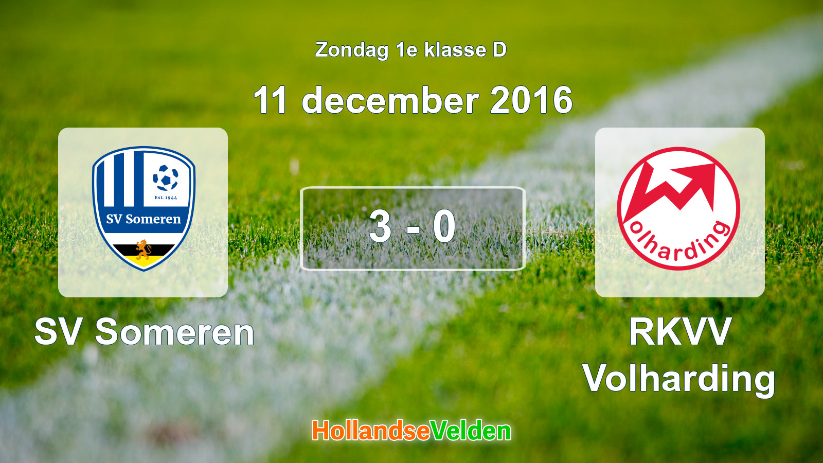 Gespeelde wedstrijd: SV Someren - RKVV Volharding 3 - 0 (11 december 2016)
