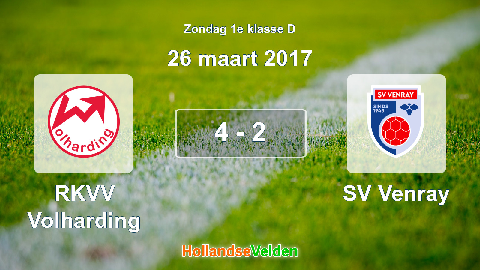 Gespeelde wedstrijd: RKVV Volharding - SV Venray 4 - 2 (26 maart 2017)