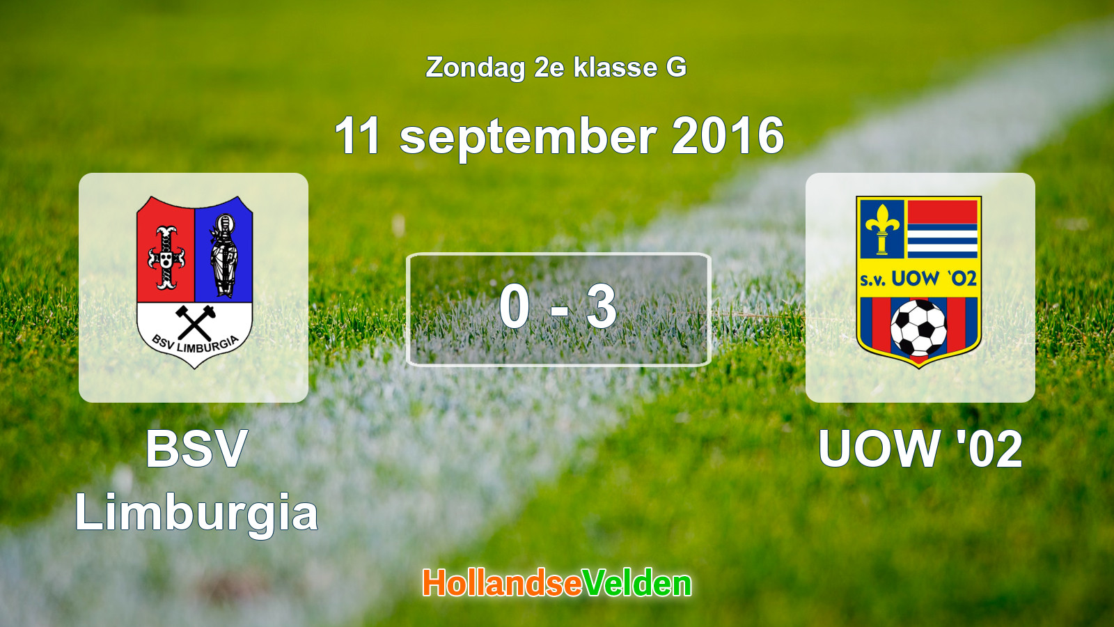 Gespeelde wedstrijd: BSV Limburgia - UOW '02 0 - 3 (11 september 2016)