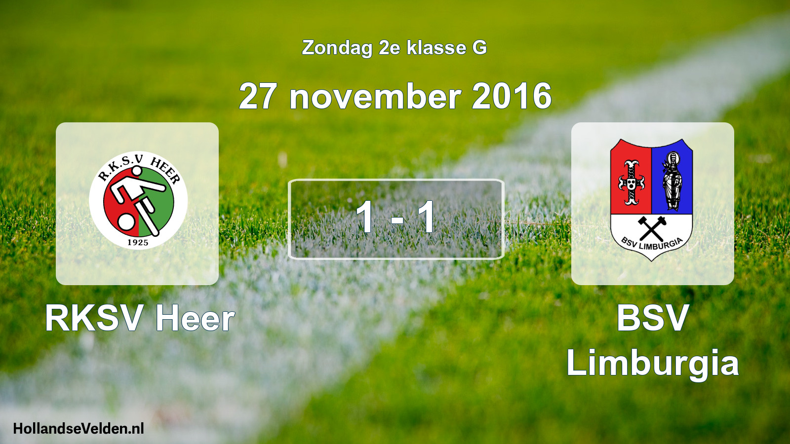 Gespeelde wedstrijd: RKSV Heer - BSV Limburgia 1 - 1 (27 november 2016)