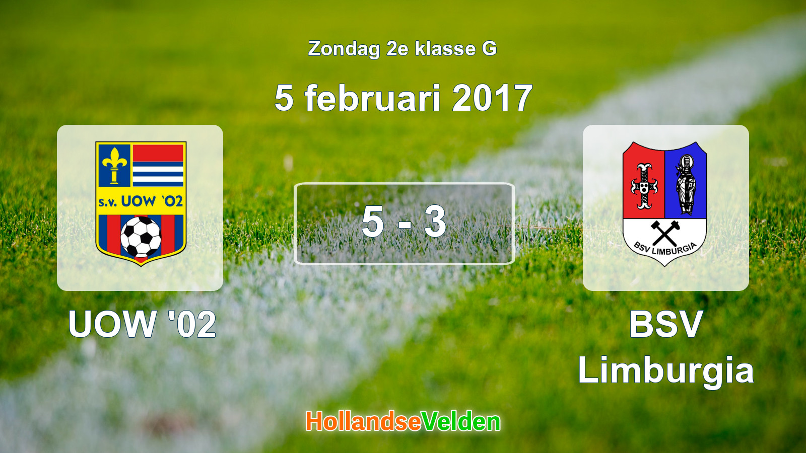Gespeelde wedstrijd: UOW '02 - BSV Limburgia 5 - 3 (5 februari 2017)