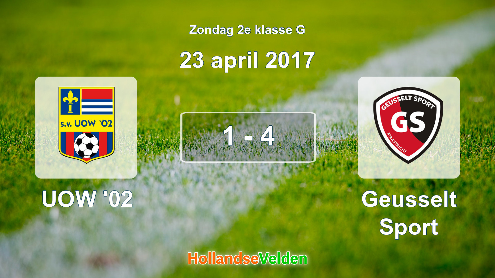 Gespeelde wedstrijd: UOW '02 - Geusselt Sport 1 - 4 (23 april 2017)
