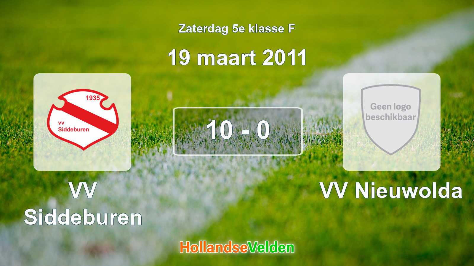 Gespeelde wedstrijd: VV Siddeburen - VV Nieuwolda 10 - 0 (19 maart 2011)
