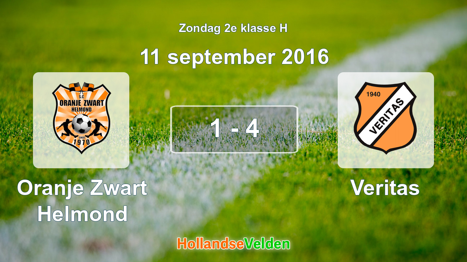 Gespeelde wedstrijd: Oranje Zwart Helmond - Veritas 1 - 4 (11 september 2016)