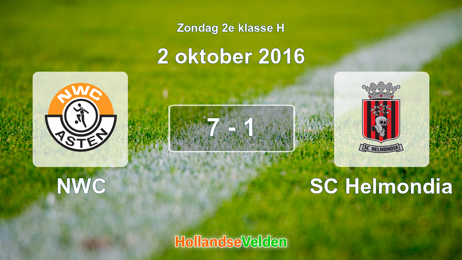 Gespeelde wedstrijd: NWC - SC Helmondia 7 - 1 (2 oktober 2016)