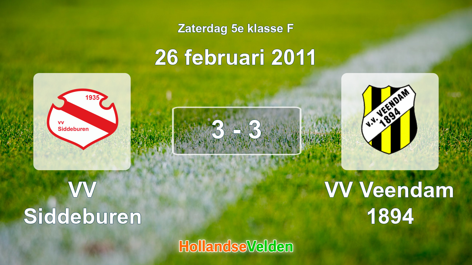 Gespeelde wedstrijd: VV Siddeburen - VV Veendam 1894 3 - 3 (26 februari 2011)