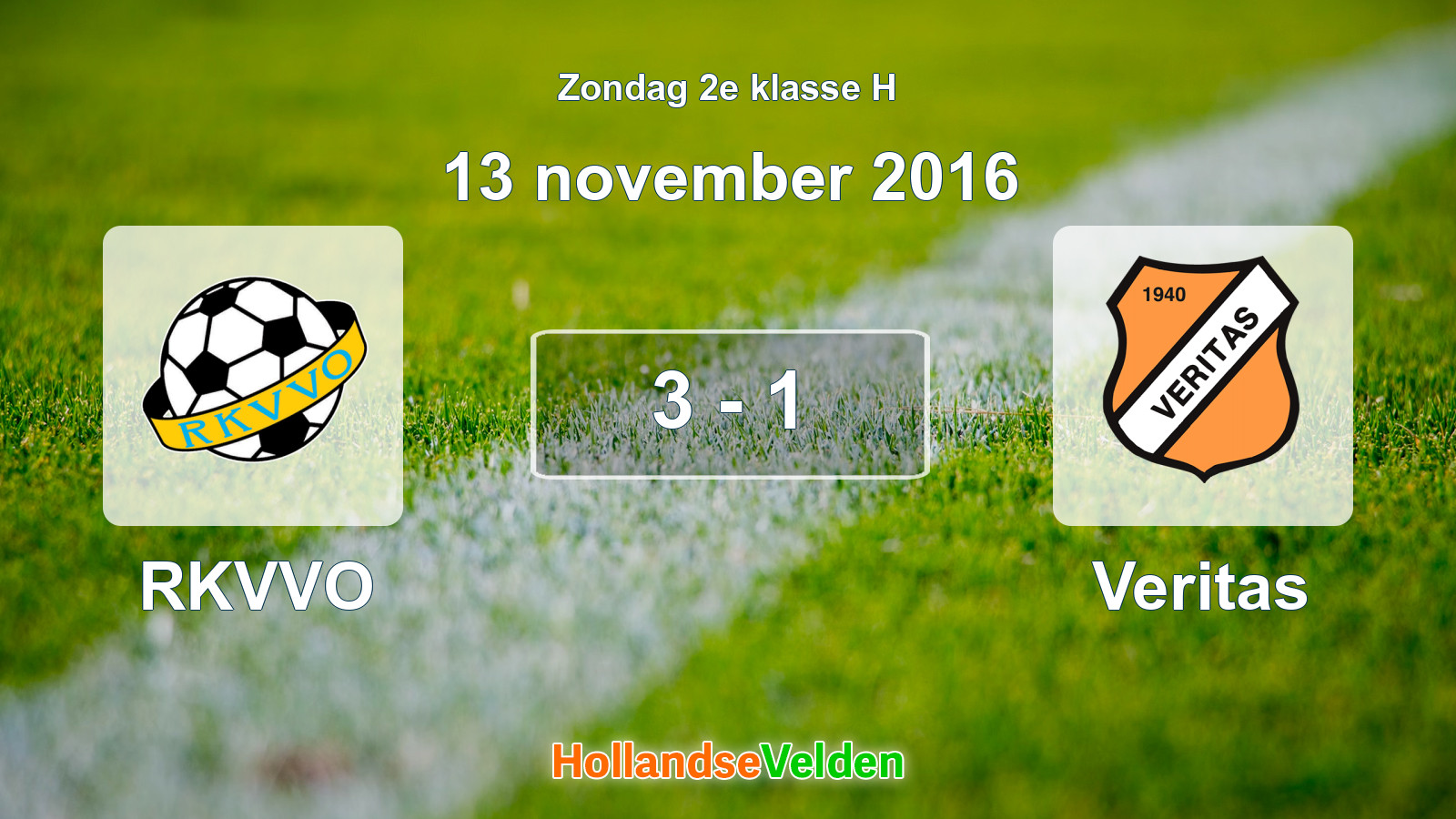 Gespeelde wedstrijd: RKVVO - Veritas 3 - 1 (13 november 2016)