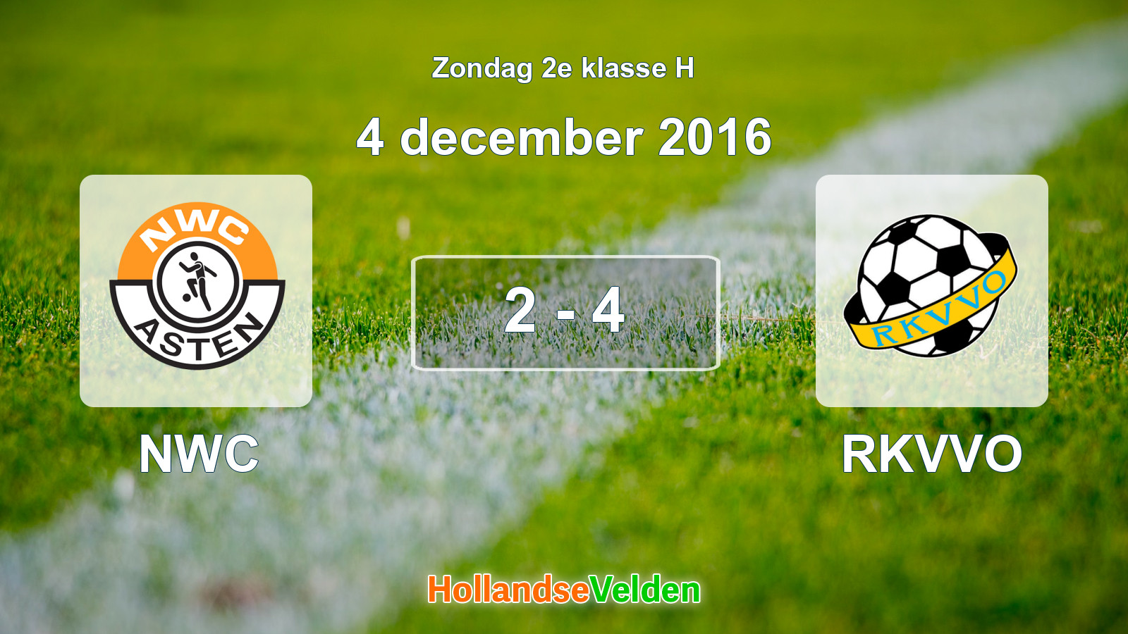 Gespeelde wedstrijd: NWC - RKVVO 2 - 4 (4 december 2016)
