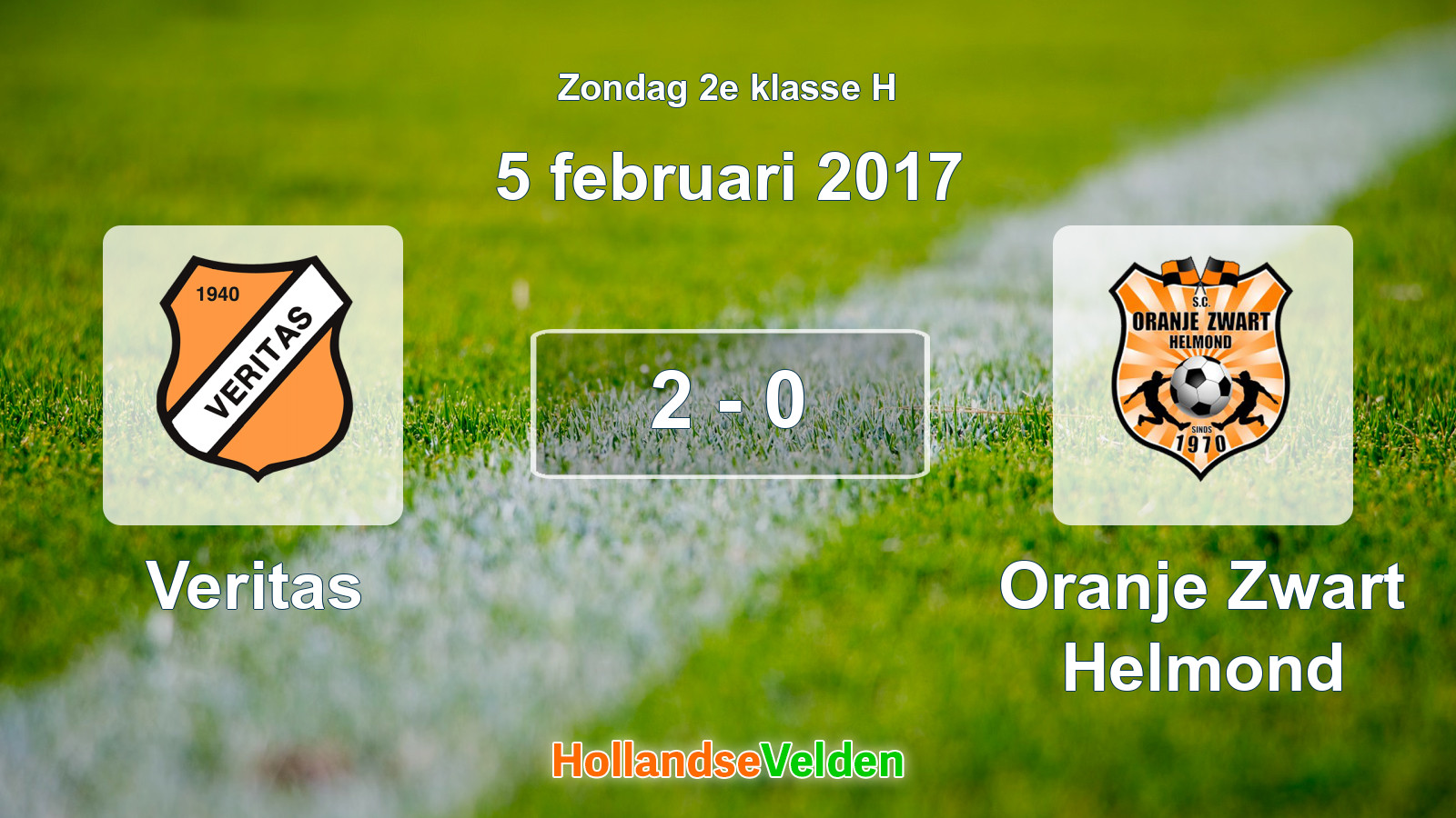 Gespeelde wedstrijd: Veritas - Oranje Zwart Helmond 2 - 0 (5 februari 2017)