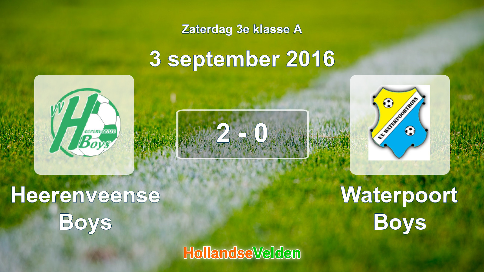 Gespeelde wedstrijd: Heerenveense Boys - Waterpoort Boys 2 - 0 (3 september 2016)