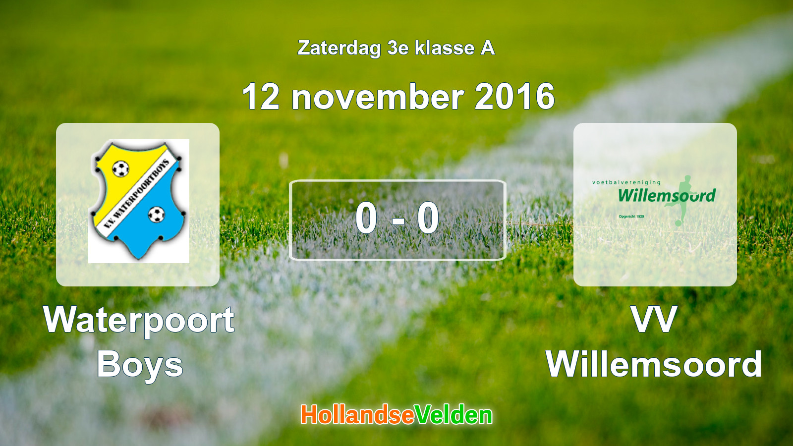 Gespeelde wedstrijd: Waterpoort Boys - VV Willemsoord 0 - 0 (12 november 2016)