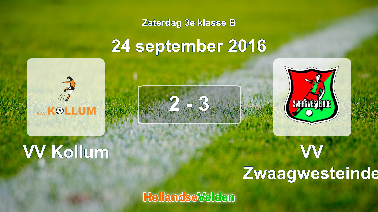 Gespeelde wedstrijd: VV Kollum - VV Zwaagwesteinde 2 - 3 (24 september 2016)