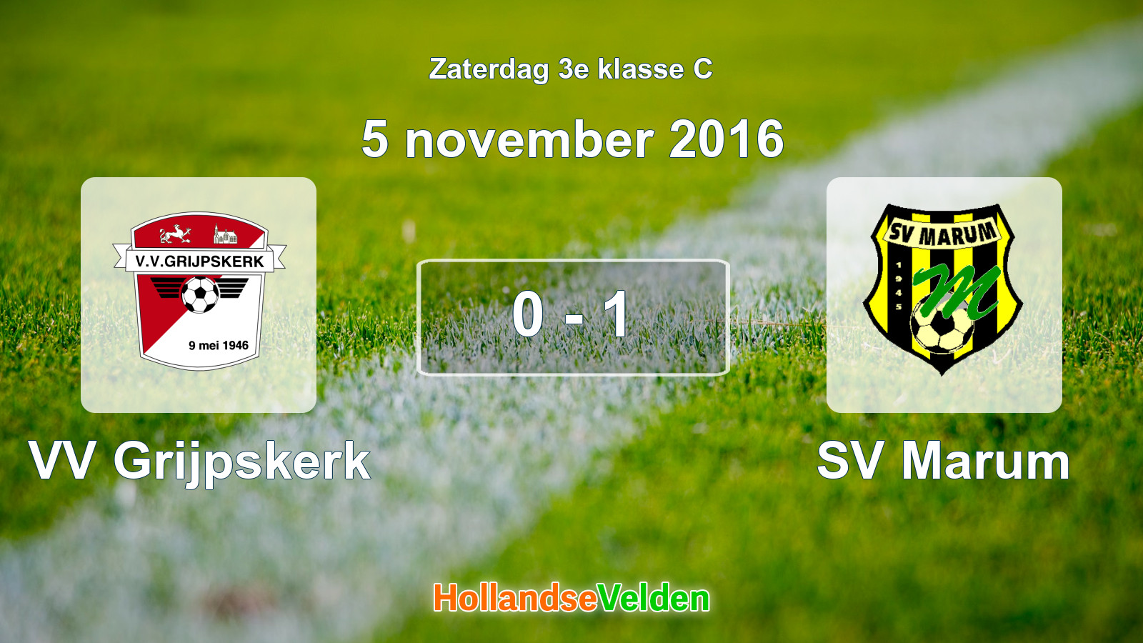 Gespeelde wedstrijd: VV Grijpskerk - SV Marum 0 - 1 (5 november 2016)