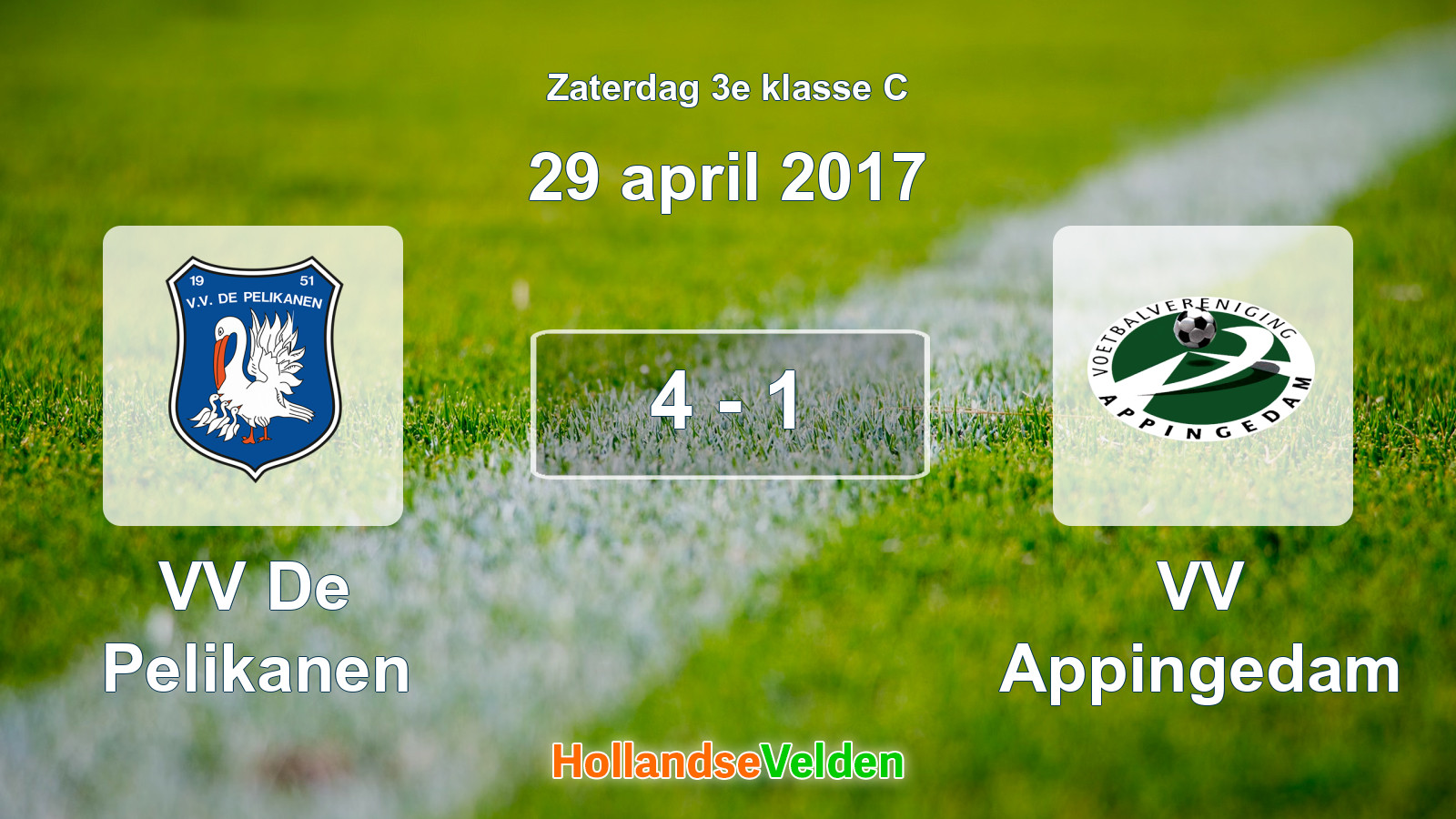 Gespeelde wedstrijd: VV De Pelikanen - VV Appingedam 4 - 1 (29 april 2017)