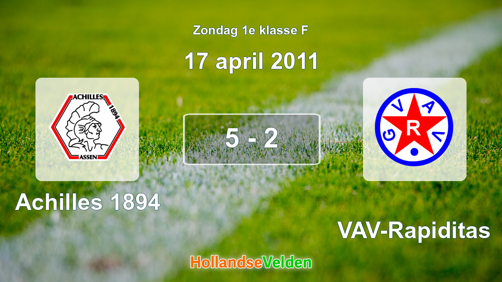 Gespeelde wedstrijd: Achilles 1894 - GVAV-Rapiditas 5 - 2 (17 april 2011)