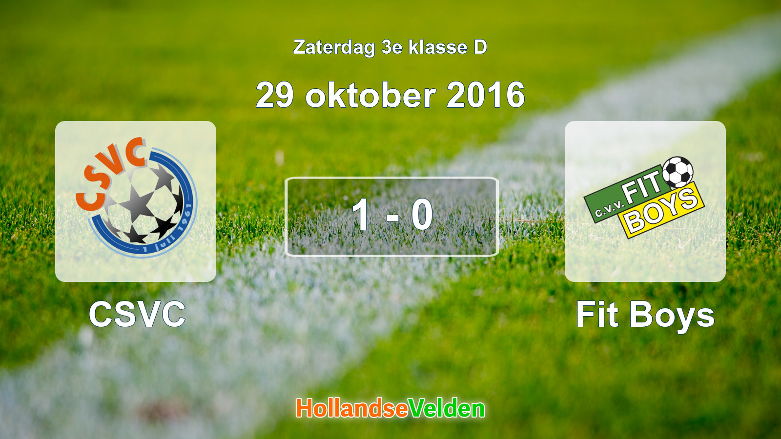 Gespeelde wedstrijd: CSVC - Fit Boys 1 - 0 (29 oktober 2016)