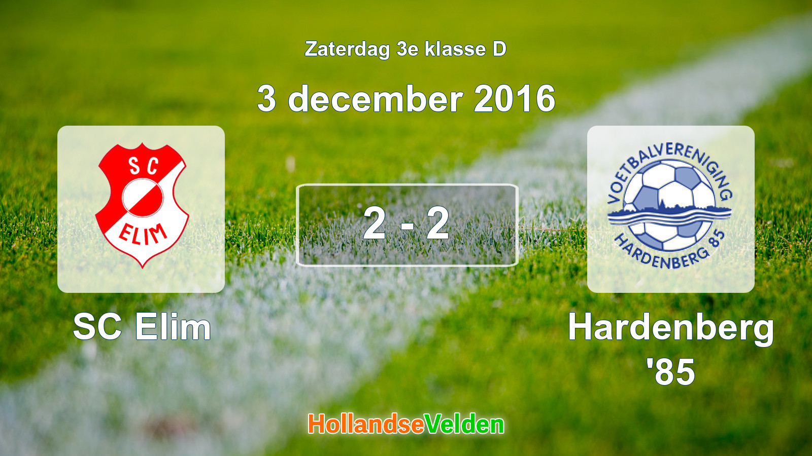 Gespeelde wedstrijd: SC Elim - Hardenberg '85 2 - 2 (3 december 2016)