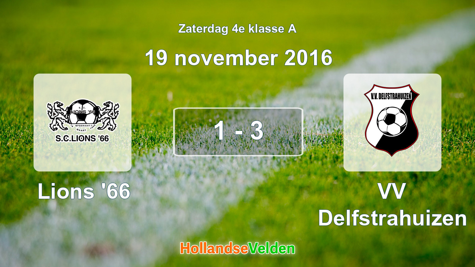 Gespeelde wedstrijd: Lions '66 - VV Delfstrahuizen 1 - 3 (19 november 2016)