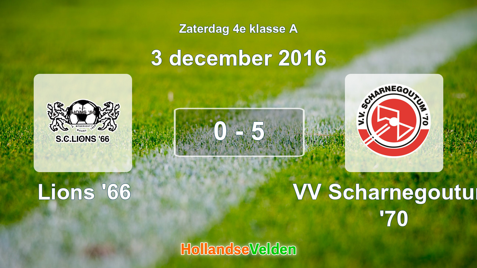 Gespeelde wedstrijd: Lions '66 - VV Scharnegoutum '70 0 - 5 (3 december 2016)