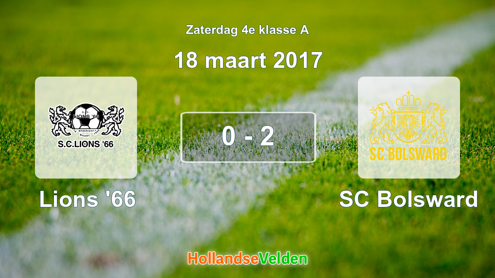 Gespeelde wedstrijd: Lions '66 - SC Bolsward 0 - 2 (18 maart 2017)