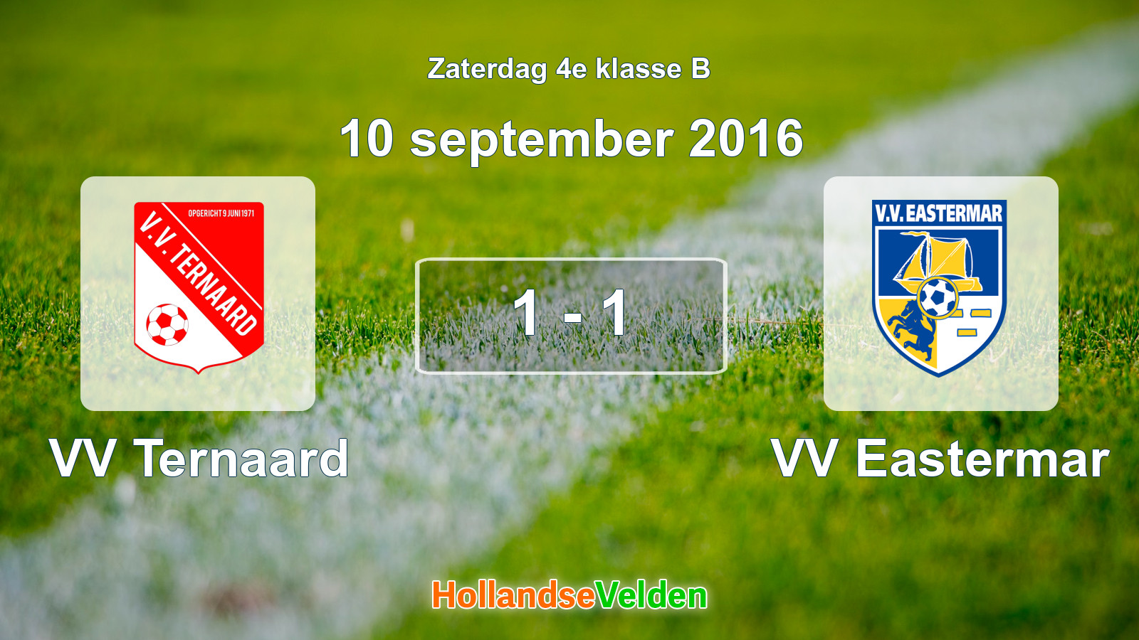Gespeelde wedstrijd: VV Ternaard - VV Eastermar 1 - 1 (10 september 2016)