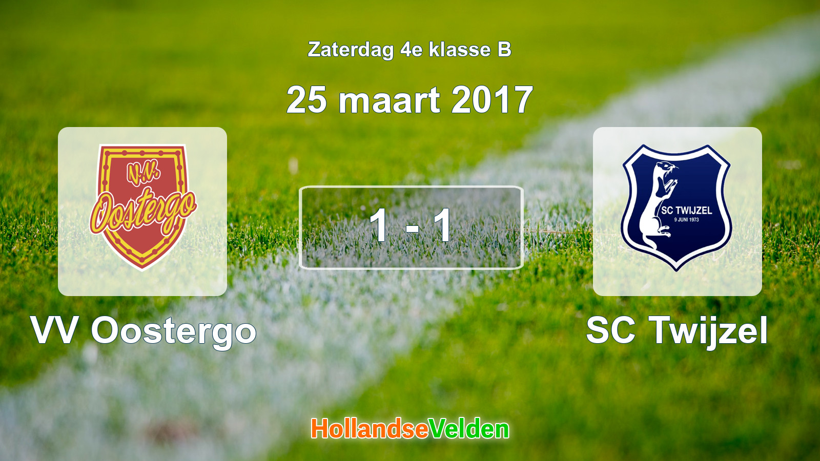 Gespeelde wedstrijd: VV Oostergo - SC Twijzel 1 - 1 (25 maart 2017)
