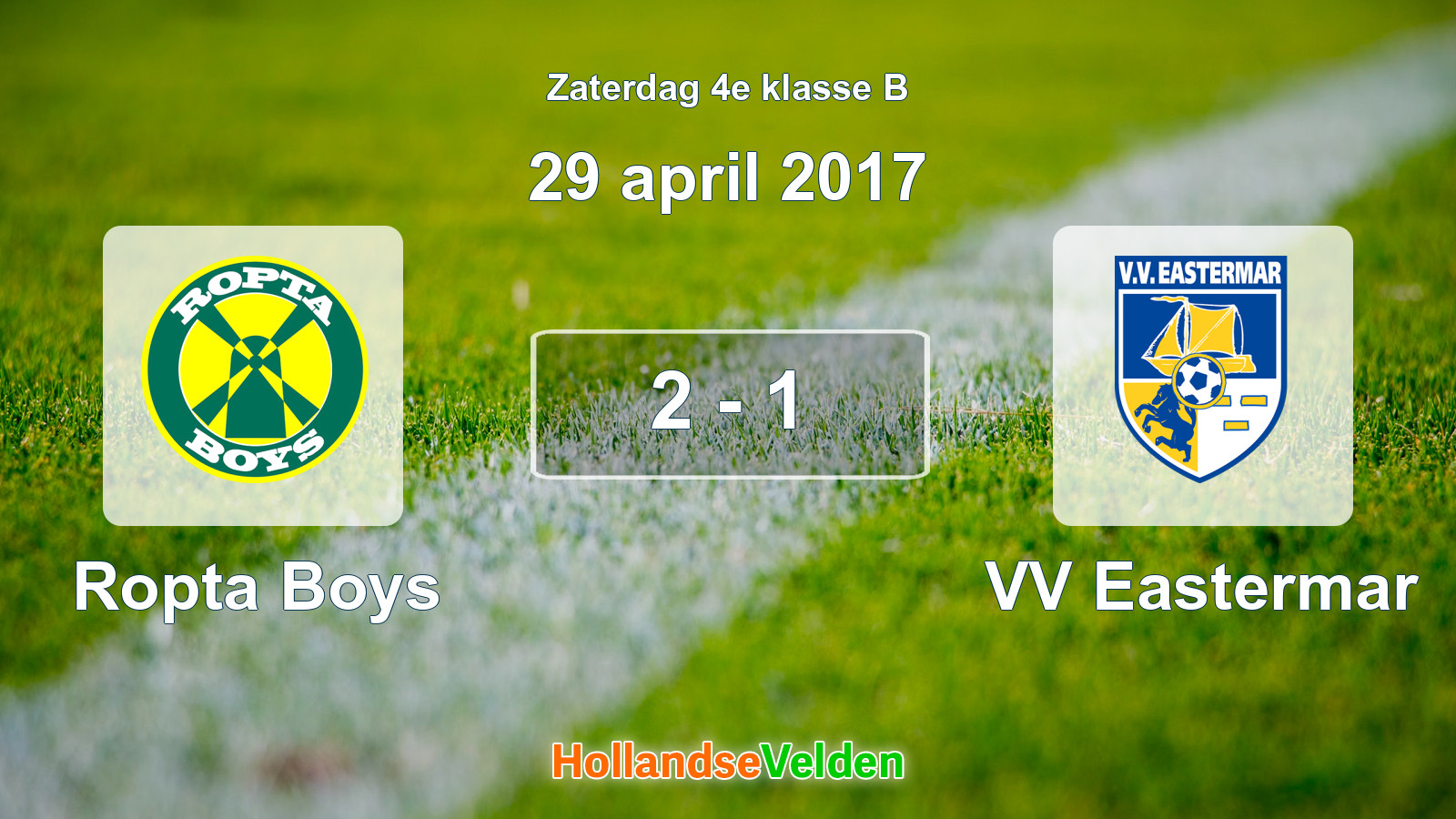 Gespeelde wedstrijd: Ropta Boys - VV Eastermar 2 - 1 (29 april 2017)