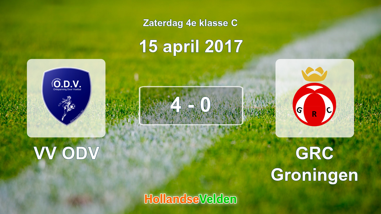 Gespeelde wedstrijd: VV ODV - GRC Groningen 4 - 0 (15 april 2017)
